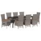 Preview: ARDEBO.de - 9-teiliges Gartentisch-Set mit Kissen Grau Poly-Rattan