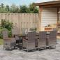 Preview: 9-teiliges Gartentisch-Set mit Kissen Grau Poly-Rattan