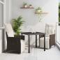 Preview: ARDEBO.de - 3-teiliges Garten-Ess-Set mit Kissen Braun Poly-Rattan