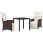 Preview: 3-teiliges Garten-Ess-Set mit Kissen Braun Poly-Rattan