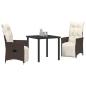 Preview: 3-teiliges Garten-Ess-Set mit Kissen Braun Poly-Rattan