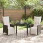 Preview: 3-teiliges Garten-Ess-Set mit Kissen Braun Poly-Rattan