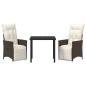 Preview: 3-teiliges Garten-Ess-Set mit Kissen Braun Poly-Rattan