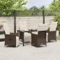Preview: 5-teiliges Gartentischset mit Kissen Braunes Poly-Rattan