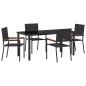 Preview: 5-teiliges Garten Essset Schwarz Poly Rattan