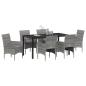 Preview: 7-teiliges Garten-Essset Grau Poly-Rattan
