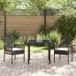Preview: 3-teilige Garten Esstisch Set mit Kissen Braun Poly Rattan