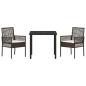 Preview: 3-teilige Garten Esstisch Set mit Kissen Braun Poly Rattan