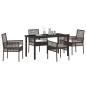 Preview: 5-teiliges Garten Essset mit Kissen Braun Poly Rattan