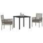 Preview: 3-teiliges Garten Essset mit Kissen Grau Poly Rattan