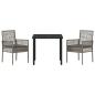 Preview: 3-teiliges Garten Essset mit Kissen Grau Poly Rattan
