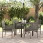Preview: ARDEBO.de - 5-teiliges Garten-Esszimmer-Set mit Kissen Grau Poly-Rattan