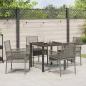 Preview: 5-teiliges Garten-Esszimmer-Set mit Kissen Grau Poly-Rattan