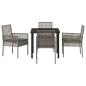 Preview: 5-teiliges Garten-Esszimmer-Set mit Kissen Grau Poly-Rattan