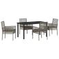 Preview: 5-teilige Garten-Essgruppe mit Kissen Grau Poly Rattan