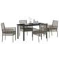 Preview: 5-teilige Garten-Essgruppe mit Kissen Grau Poly Rattan