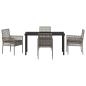 Preview: 5-teilige Garten-Essgruppe mit Kissen Grau Poly Rattan