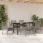 Preview: 7-teiliges Garten Essset mit Kissen Grau Poly-Rattan
