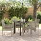 Preview: ARDEBO.de - 5-teilige Garten Essgruppe mit Kissen Hellgrau Poly Rattan