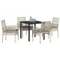 Preview: 5-teilige Garten Essgruppe mit Kissen Hellgrau Poly Rattan