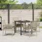 Preview: 5-teilige Garten Essgruppe mit Kissen Hellgrau Poly Rattan