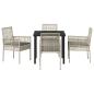 Preview: 5-teilige Garten Essgruppe mit Kissen Hellgrau Poly Rattan