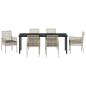 Preview: 7-teiliges Garten Esstisch Set mit Kissen Hellgrau Poly Rattan