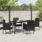 Preview: 5-teiliges Garten-Ess-Set mit Kissen Schwarz Poly-Rattan