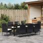 Preview: ARDEBO.de - 9-teiliges Garten-Dinner-Set mit Kissen Schwarz Poly-Rattan