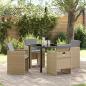 Preview: ARDEBO.de - 5-teiliges Garten-Essset mit Kissen in beige Poly-Rattan
