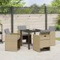 Preview: 5-teiliges Garten-Essset mit Kissen in beige Poly-Rattan