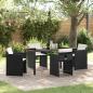 Preview: ARDEBO.de - 5-teilige Garten-Essgruppe mit Kissen Schwarz Poly Rattan