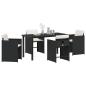 Preview: 5-teilige Garten-Essgruppe mit Kissen Schwarz Poly Rattan