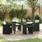 Preview: ARDEBO.de - 5-teilige Garten-Dining-Set mit Kissen Schwarz Poly-Rattan
