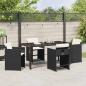 Preview: 5-teilige Garten-Dining-Set mit Kissen Schwarz Poly-Rattan