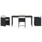 Preview: 5-teilige Garten-Dining-Set mit Kissen Schwarz Poly-Rattan