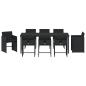 Preview: 9-teiliges Garten-Essset mit Kissen Schwarz Poly Rattan