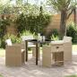 Preview: ARDEBO.de - 5-teiliges Garten-Essstuhlset mit Kissen Beige Poly-Rattan