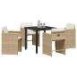 Preview: 5-teiliges Garten-Essstuhlset mit Kissen Beige Poly-Rattan