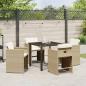 Preview: 5-teiliges Garten-Essstuhlset mit Kissen Beige Poly-Rattan