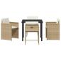 Preview: 5-teiliges Garten-Essstuhlset mit Kissen Beige Poly-Rattan