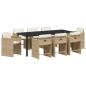 Preview: Garten Essgruppe 9 stk. Beige Poly-Rattan