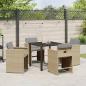 Preview: 5-teiliges Garten-Ess-Set mit Kissen in Beige aus Poly Rattan