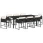Preview: 9-teiliges Garten-Essset mit Kissen - Schwarzes Poly-Rattan