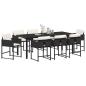 Preview: 9-teiliges Garten-Essset mit Kissen - Schwarzes Poly-Rattan