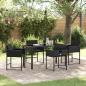 Preview: ARDEBO.de - 5-teilige Garten-Essgruppe mit Kissen Schwarz Poly Rattan