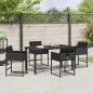 Preview: 5-teilige Garten-Essgruppe mit Kissen Schwarz Poly Rattan