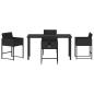 Preview: 5-teilige Garten-Essgruppe mit Kissen Schwarz Poly Rattan