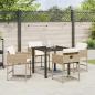 Preview: 5-teiliges Garten Essset mit Kissen in Beige aus Poly Rattan