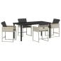 Preview: 5-teiliges Garten Essgruppe mit Kissen Hellgrau Poly Rattan